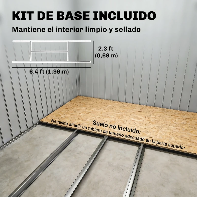 Outsunny Caseta de Jardín Exterior con Base de Refuerzo Sin Suelo 213x130x185 cm con 2 Puertas Correderas y 4 Ventanas Marrón