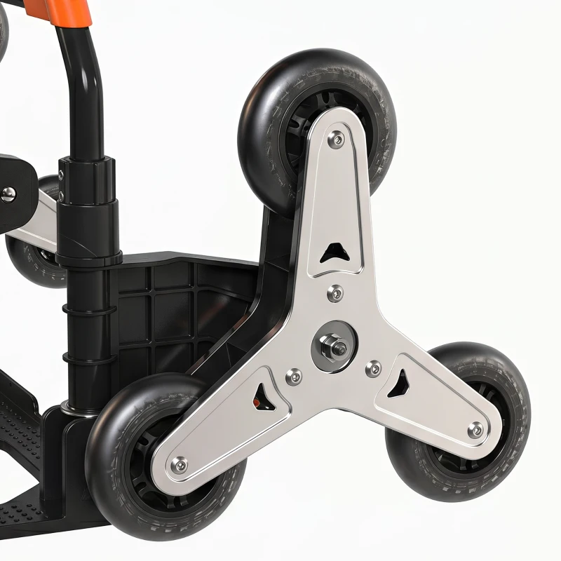 HOMCOM Heavy Duty Foldable Trolley on Wheels, Steel Folding Hand Truck, 75kg, Black and Orange