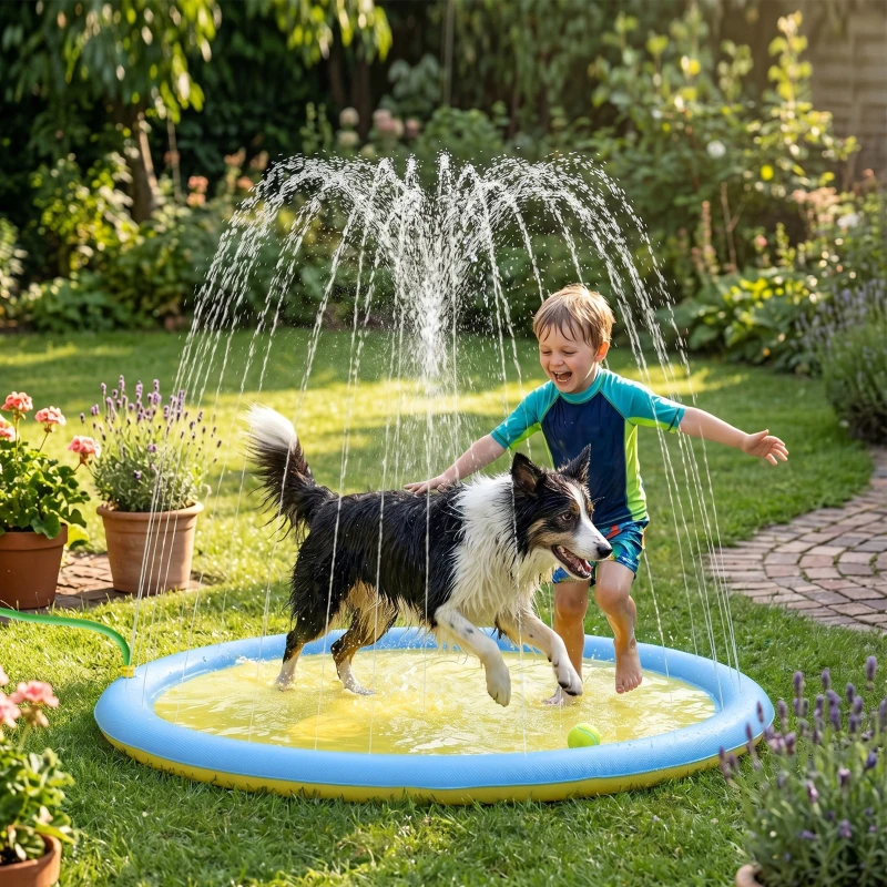 PawHut Dog Splash Pad for Pets Dog Bath Pool Water Game