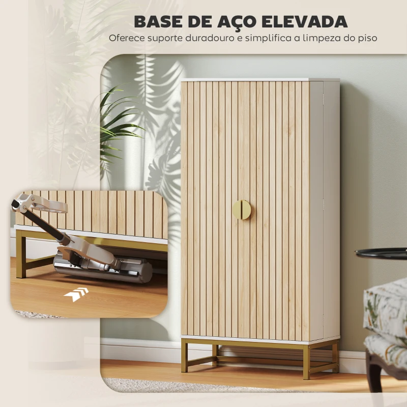 HOMCOM Armário de Cozinha com 2 Portas e 12 Compartimentos Design Moderno com 5 Prateleiras Ajustáveis Branco