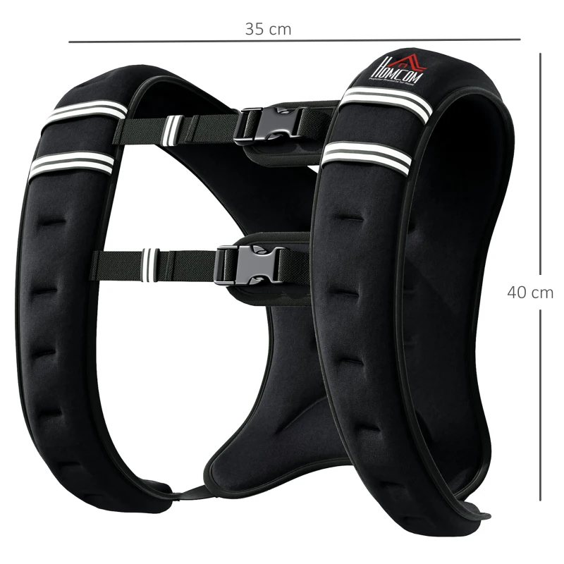 HOMCOM Colete com Peso de 5 kg com 2 Alças Ajustáveis e Bandas Reflectoras para Treino de Força Corrida Preto