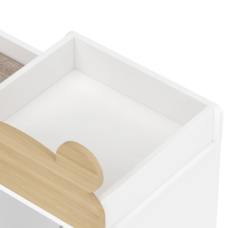 AIYAPLAY Libreria 3 in 1 per bambini con panca, 6 scomparti e cuscino, bianco