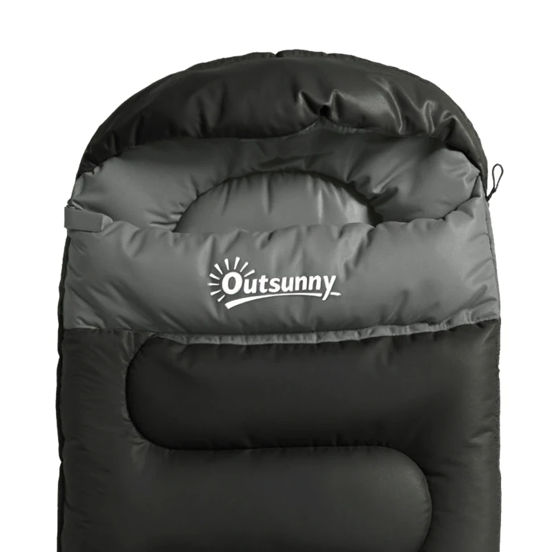 Outsunny Sleeping Bag for Adults, Lightweight & Compact Sleeping Bag, 3 Seasons, Black