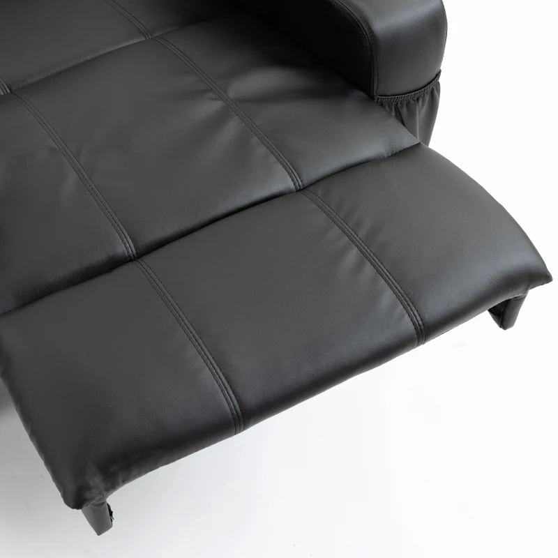 HOMCOM Elektrische sta-op-stoel van kunstleer, relaxfauteuil met afstandsbediening, USB-oplader, bekerhouder en zijvakken, zwart