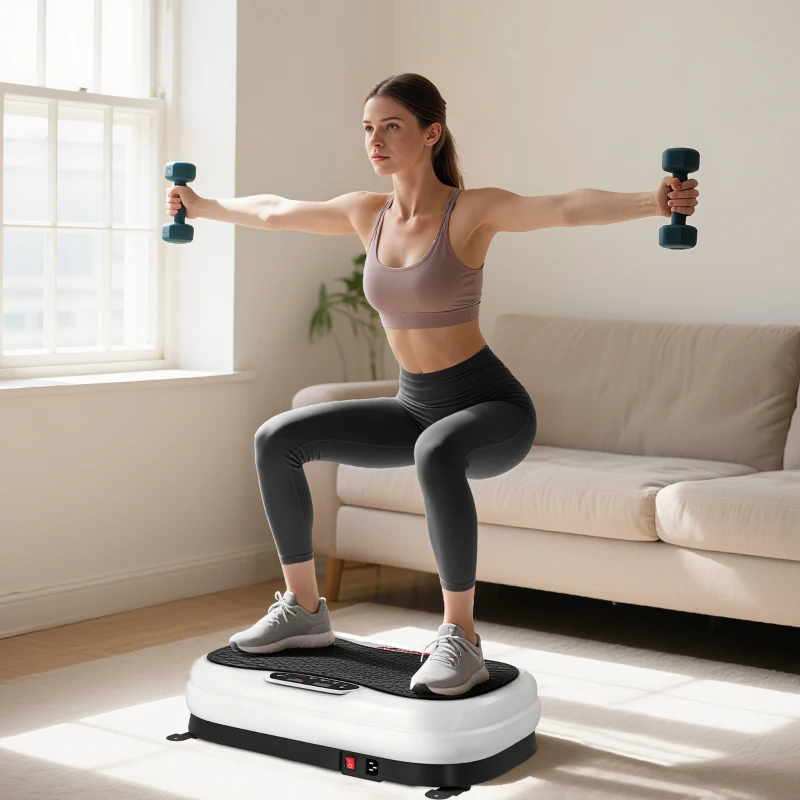 SPORTNOW Plataforma Vibratoria con 50 Velocidades 3 Programas Pantalla LED Mando a Distancia Bandas Elásticas Ejercicio en Casa