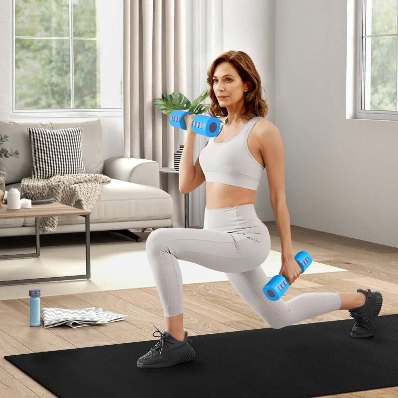 SPORTNOW Juego de Mancuernas Ajustables 4 en 1 de 1/1,5/2/2,5 kg con Mangos Antideslizantes y Diseño Cuadrado para Casa Gimnasio