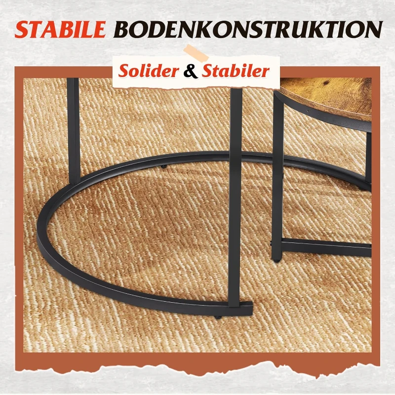 Couchtisch 2er-Set, flexibles 2‑in‑1-Design, modernes Design, 80x80x48.2 cm, Braun