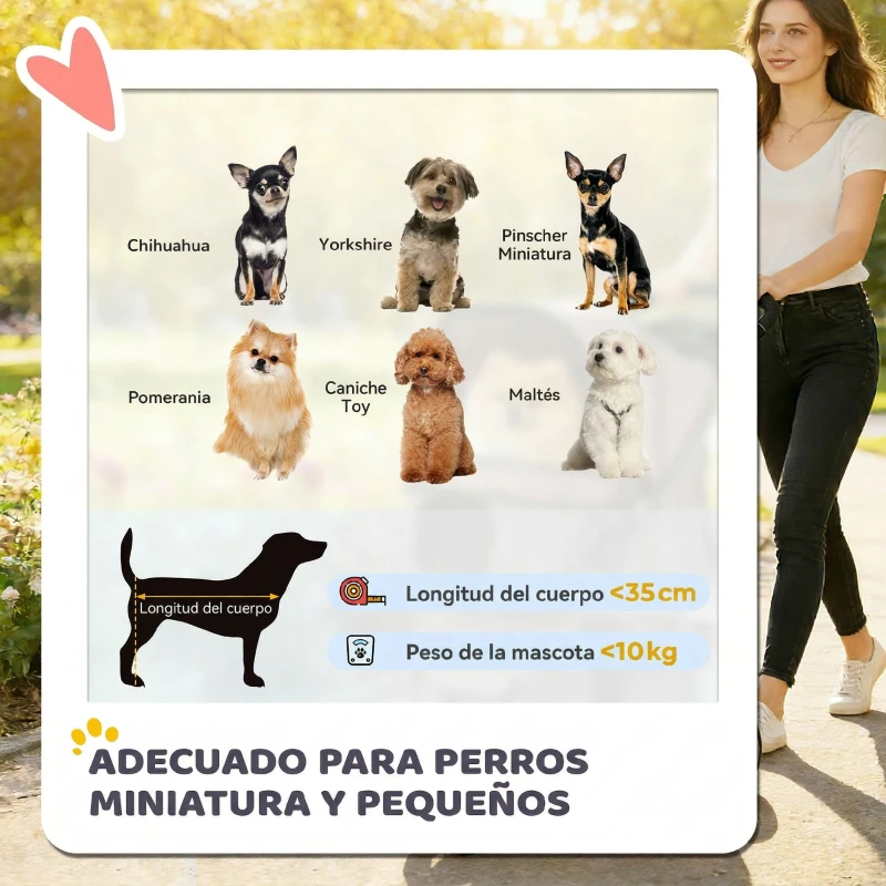 PawHut Carrito para Perros Pequeños con Cesta de Almacenaje Ventanas de Malla y Cinturón de Seguridad 77x44x102 cm Café