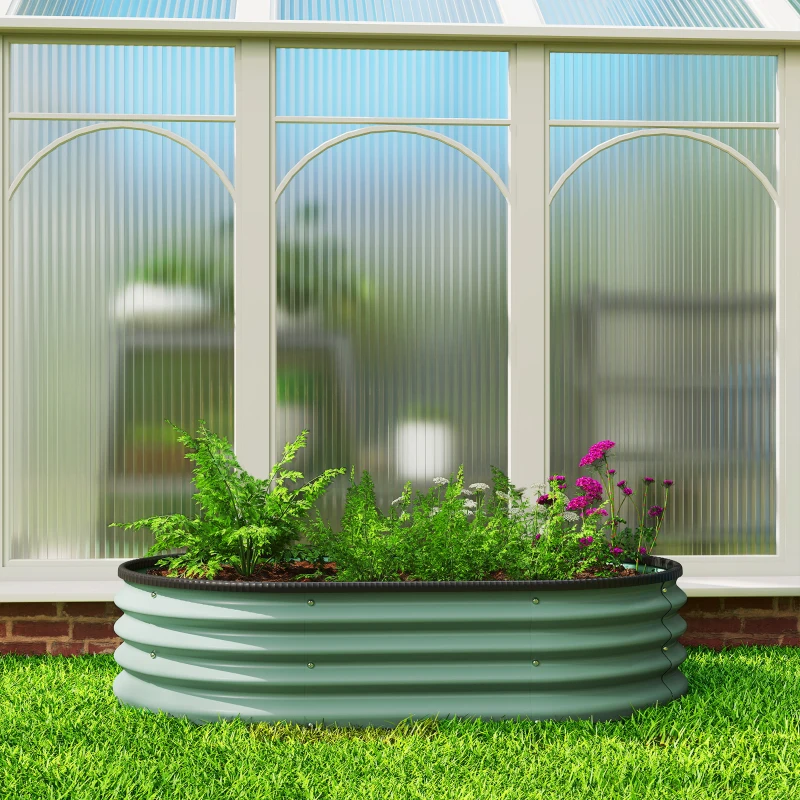 Outsunny Set di 2 Aiuole Rialzate in Metallo Galvanizzato con Bordo in Gomma e Design Modulare, 135x90x30 cm Verde