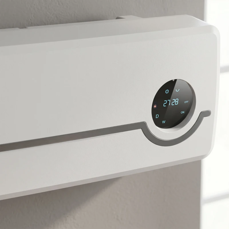 HOMCOM Chauffage mural en céramique 1000/2000W, radiateur électrique, ventilateur, thermostat, minuterie, 50x18,6x12,9cm, blanc(m-13)