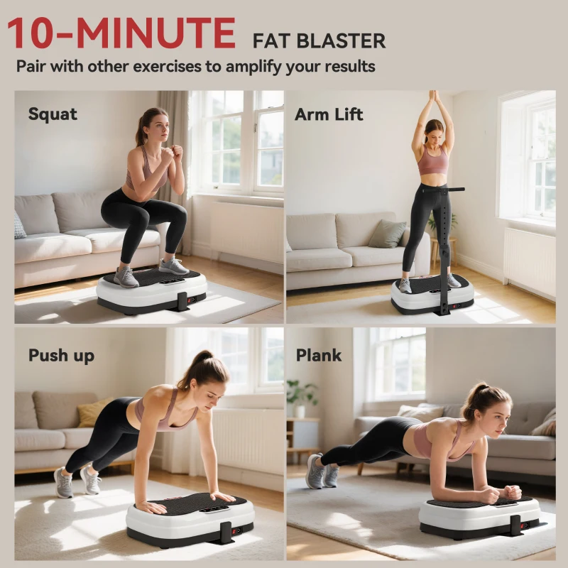 SPORTNOW Vibration Plate, with Adjustable/Removable Handle, Preset Modes, 50 Speeds