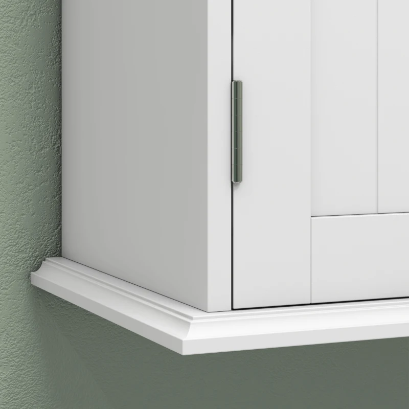 HOMCOM Bathroom Wall Cabinet, 3-Tier Wall-Mounted Bathroom Storage Cabinet with Adjustable Shelf, White