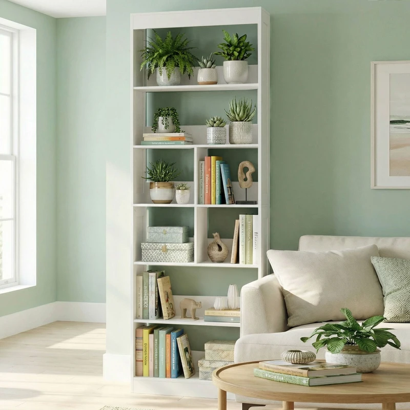 HOMCOM Bookcase, 6-Tier Bookshelf with Open Storage Shelves, Cubes, 180 cm Tall Display Shelf with Anti-Tipping Design, White