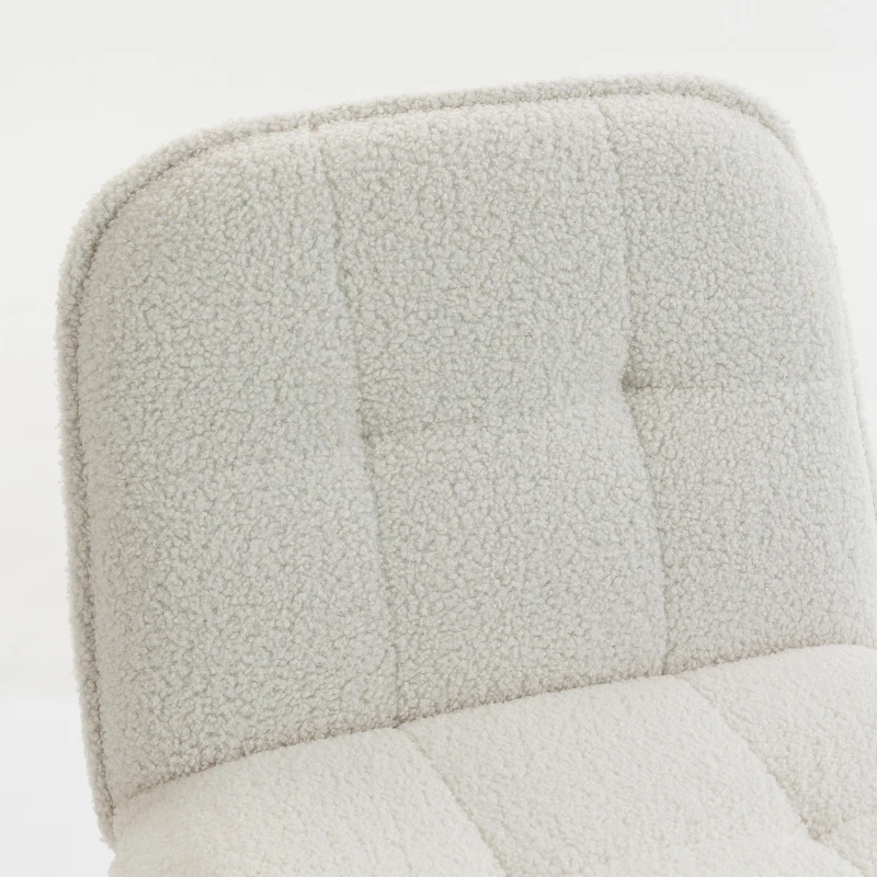 HOMCOM Lot de 2 Tabourets de Bar, Chaises de Bar Rembourrées en Tissu Bouclette, Extra-Large Assise 66H cm, Crème