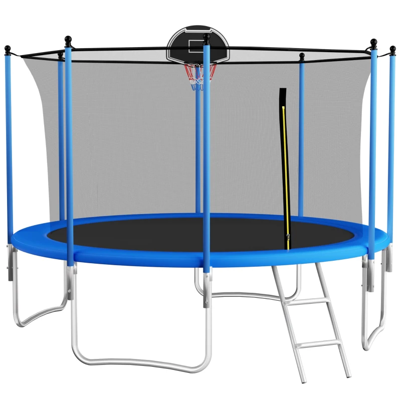 Trampolin Outdoor, verstärkten Beintraversen, doppelt gepolstertem Sicherheitsnetz, 366x366x256 cm, Blau
