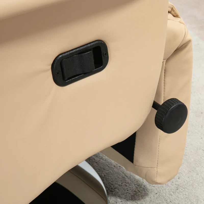 HOMCOM Adjustable Swivel Recliner, Manual Recliner Chair with Footrest, Padded Arms, PU Leather Upholstery, Beige