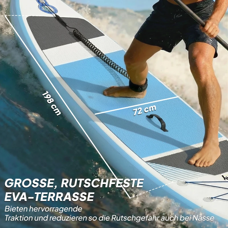 Outsunny Stand Up Paddling Board Set Aufblasbar 320cm SUP Board mit Verstellbares Paddel Rutschfest EVA-Deck Fußschlaufe Pumpe