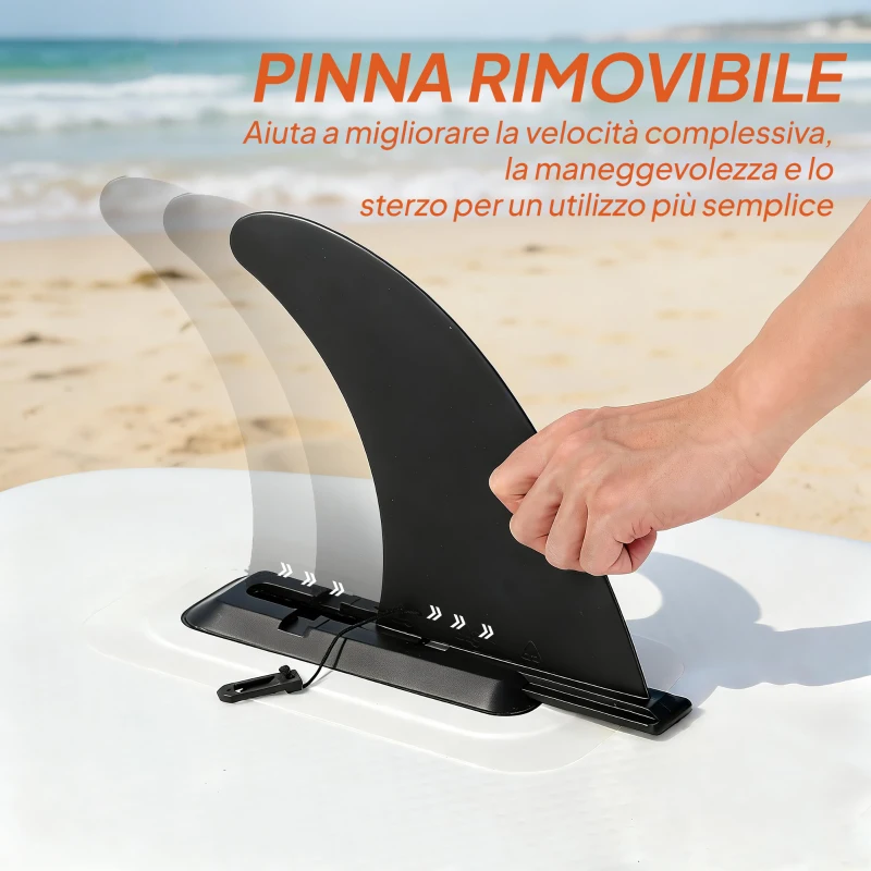 Outsunny Sup Gonfiabile con Sedile, Pagaia e Accessori, in Plastica ed EVA, 320x82x15 cm, Arancione