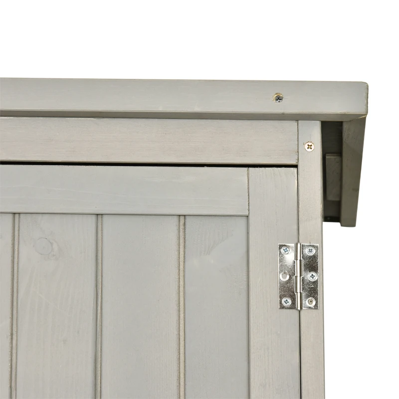 Outsunny Armario de Madera para Exterior para Herramientas de Jardinería con Doble Puerta y Estantes 127,5x50x164 cm Gris