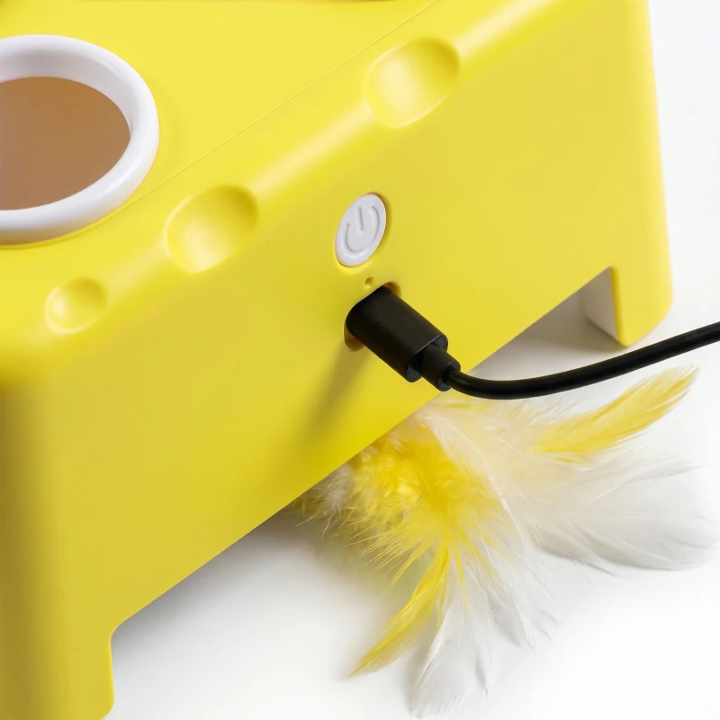 PawHut 3 in 1 Interactive Cat Toys with Mouse & Feather Teaser Toy Rechargeable Automatic for Indoor Kittens & Adult Cats