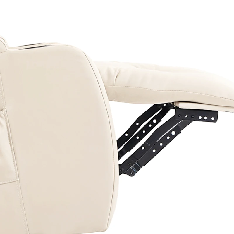 HOMCOM PU Leather Recliner Chair, Recliner Armchair with Extended Footrest, Cup Holders and Side Pockets, Cream