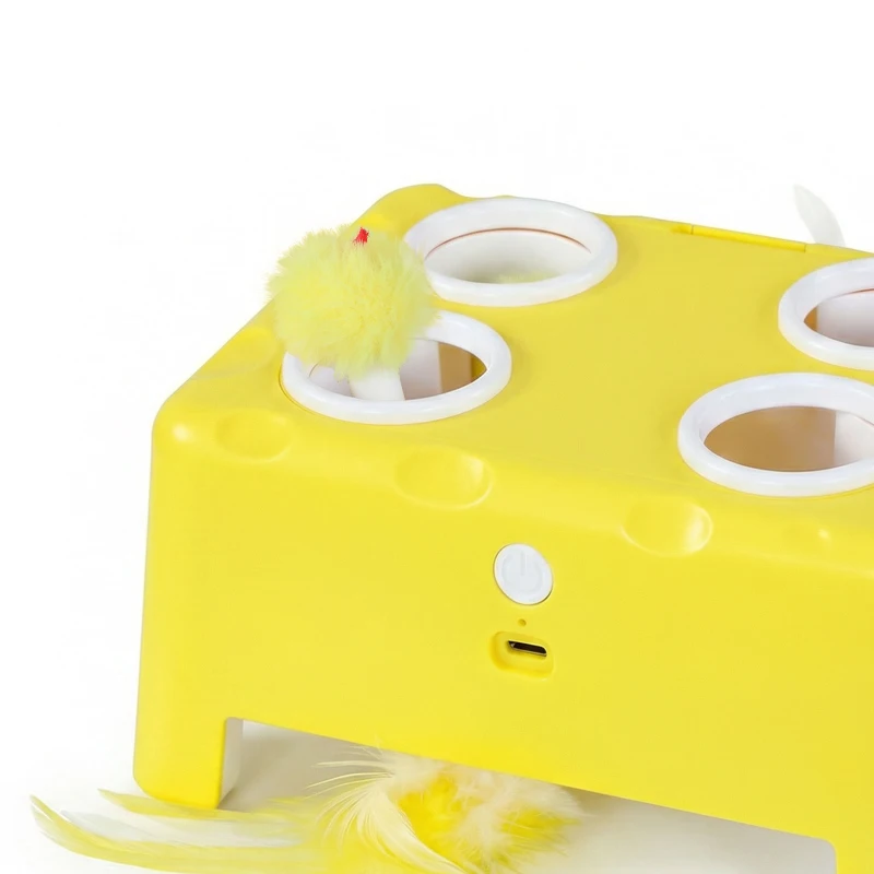 PawHut 3 in 1 Interactive Cat Toys with Mouse & Feather Teaser Toy Rechargeable Automatic for Indoor Kittens & Adult Cats