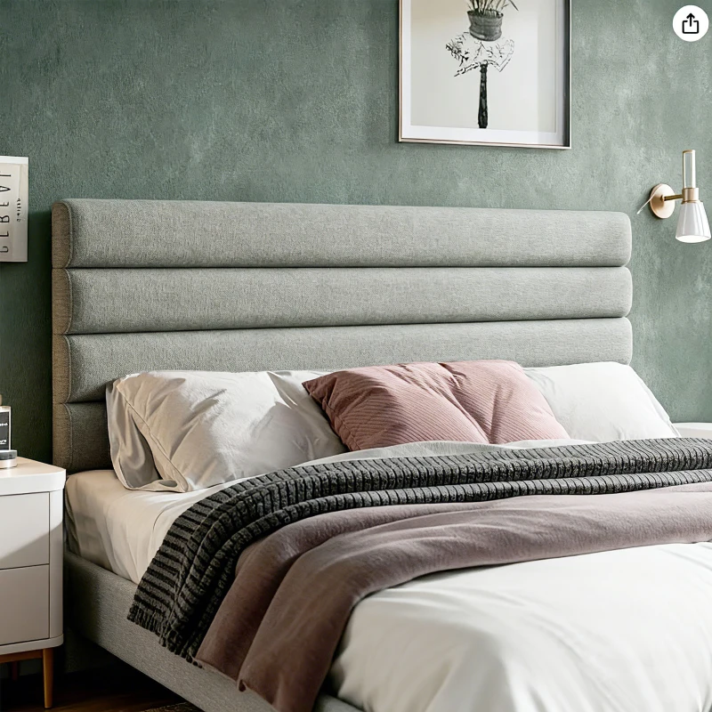 HOMCOM Cabeceira de Cama 140 cm Altura Ajustável em 3 Níveis 106/116/126 cm Estofada em Linho Cinza