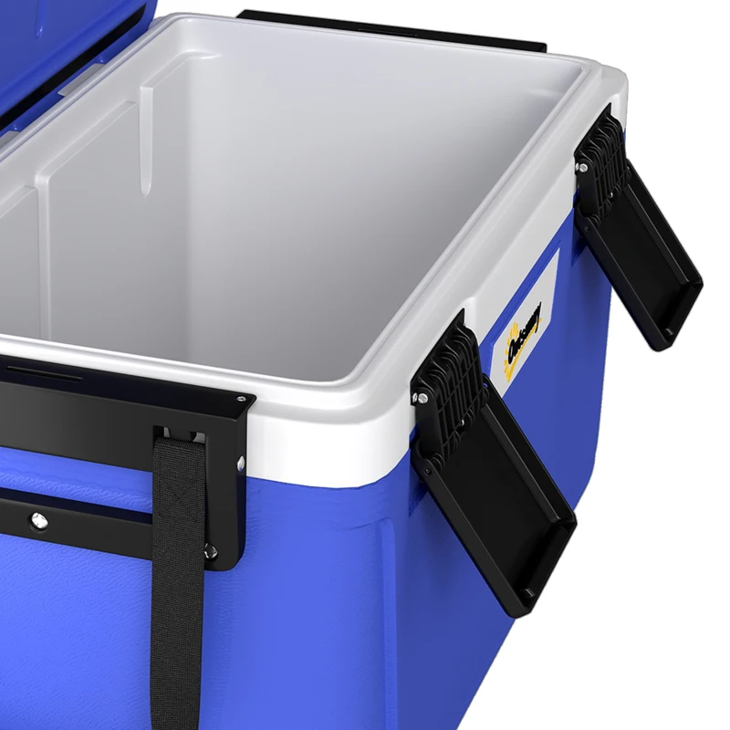 Outsunny 42.6L Insulated Cool Box, Lightweight Portable Ice Cooler with Handle, Lid and Drain Valve, Dark Blue