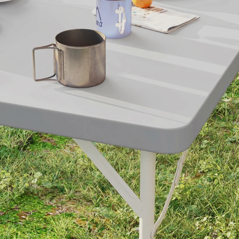 Outsunny 34/74cm Folding Camping Table, with Handle - Grey