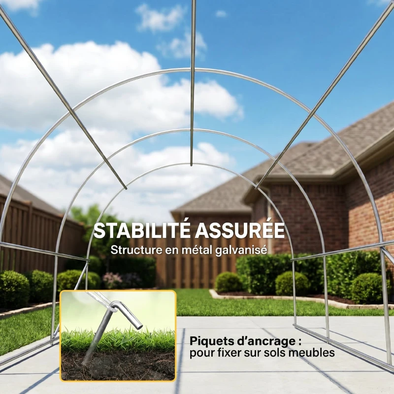 Outsunny Tente de garage résistant à l'eau protection UV UPF 30 + parois latéraux amovibles 5 x 3 m beige(m-7)
