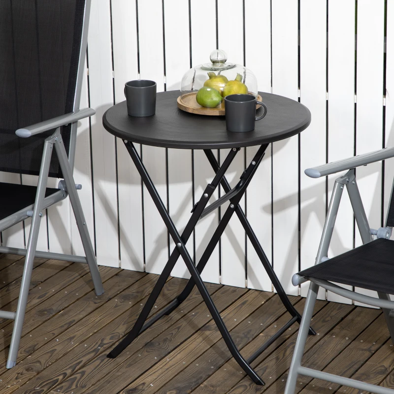 Outsunny Table basse extérieure pour 2 personnes, table de jardin ronde avec structure en acier, Ø 60 x 73H cm, gris foncé