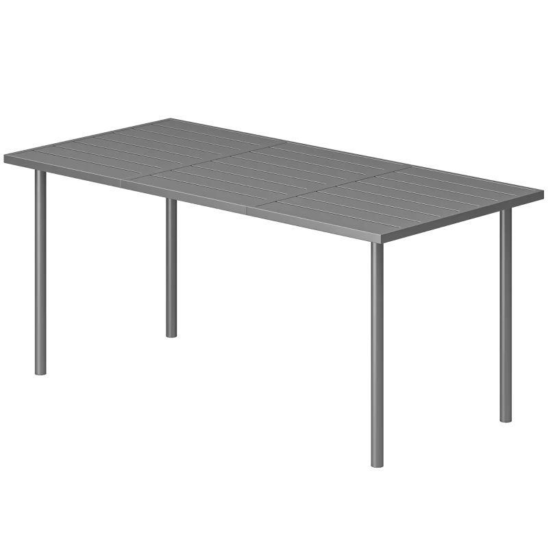 Outsunny Table de jardin pour 6 personnes, 165 x 80 cm, table à manger extérieure rectangulaire avec plateau à lattes en métal