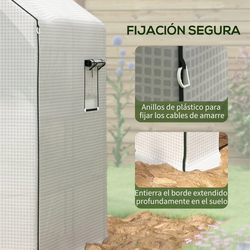 Outsunny Cubierta de Repuesto para Invernadero 140x143x190cm con Ventana Puerta Enrollable Anti-UV para Plantas Jardín Blanco
