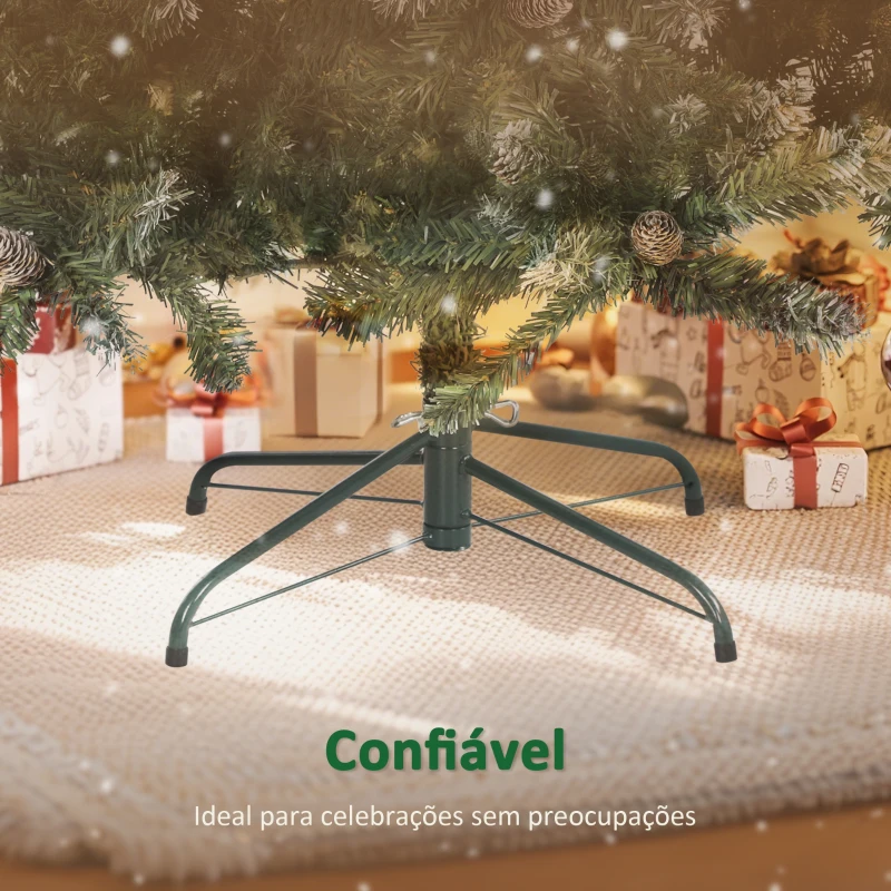 HOMCOM Árvore de Natal Artificial 180 cm Árvore de Natal com 910 Ramos com Efeito Neve 58 Pinhas Verde