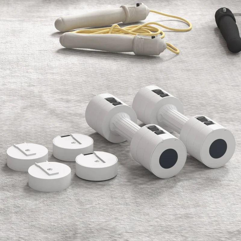 SPORTNOW Set de 2 haltères ensemble musculation disques poids réglables en acier et boîte de rangement 2 x 2,5 kg blanc
