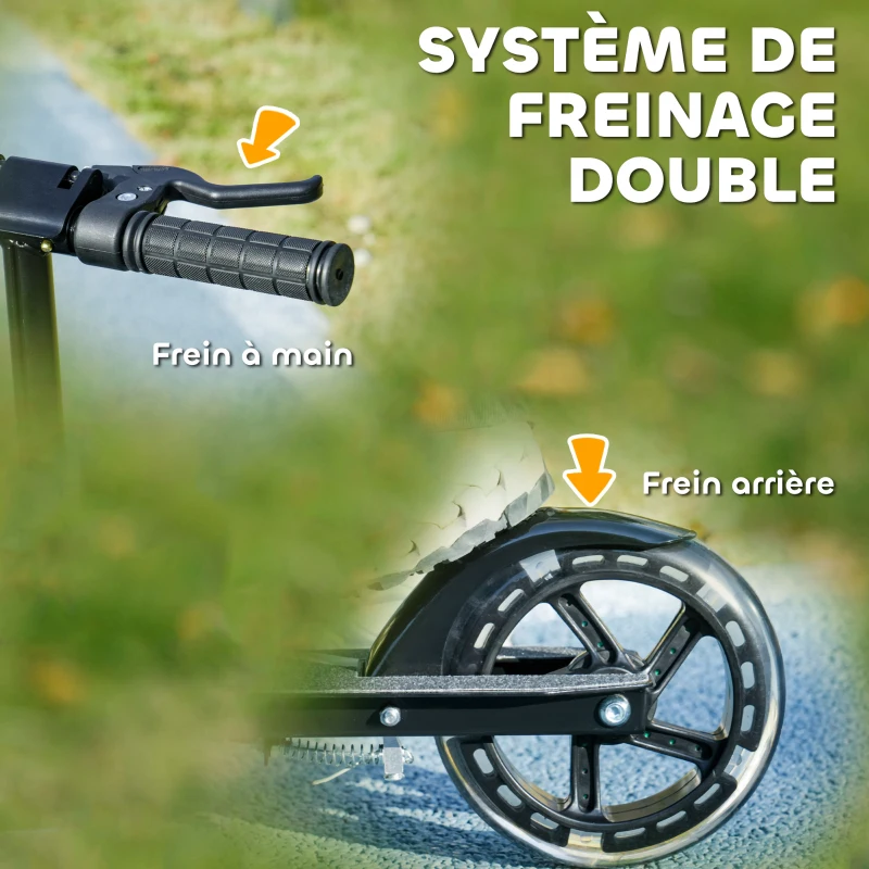 AIYAPLAY Trottinette enfants 3 à 8 ans, trottinette pliable à 2 roues LED roues lumineuses, 4 réglages en hauteur, noir
