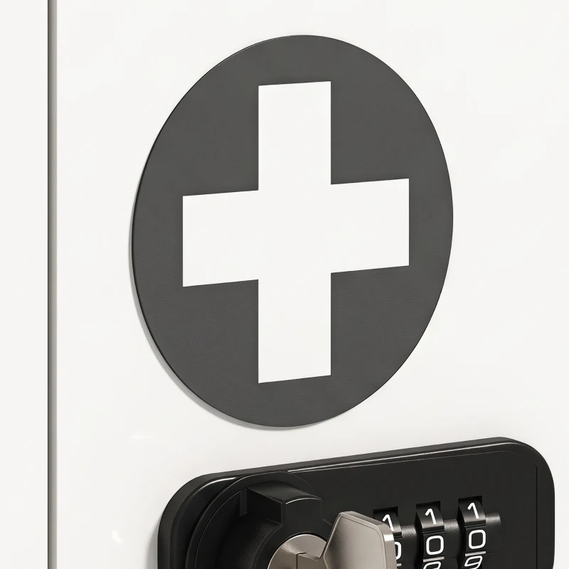 HOMCOM Wall Mount Medicine Cabinet with Combination and Key Lock, 2 Tier Stainless Steel First Aid Cabinet, White