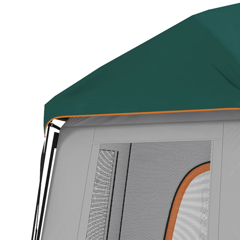 Outsunny Cabin Tent Easy Setup 3000mm Waterproof Camping Tent 4 Person with Carrying Bag Green