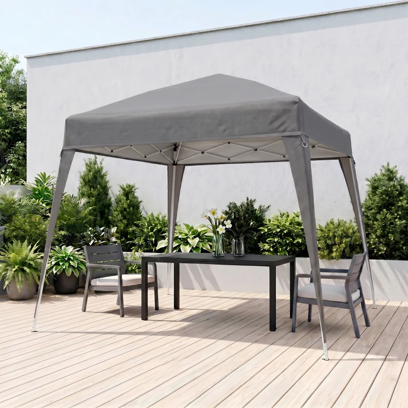 Outsunny Carpa Plegable 2,4x2,4 m, Pop-up, Cenador Pabellón de Jardín, Altura Ajustable con Bolsa de Transporte, Anti-UV, Impermeable, Gazebo para Camping, Fiestas, Exterior, Gris