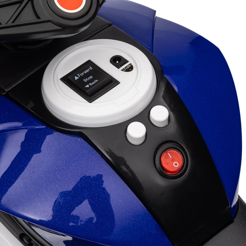 HOMCOM Moto électrique enfants 3 roues 6 V, voiture électrique enfants 3 à 5 ans, effets lumineux et sonores, 86x42x52cm, bleu(m-10)