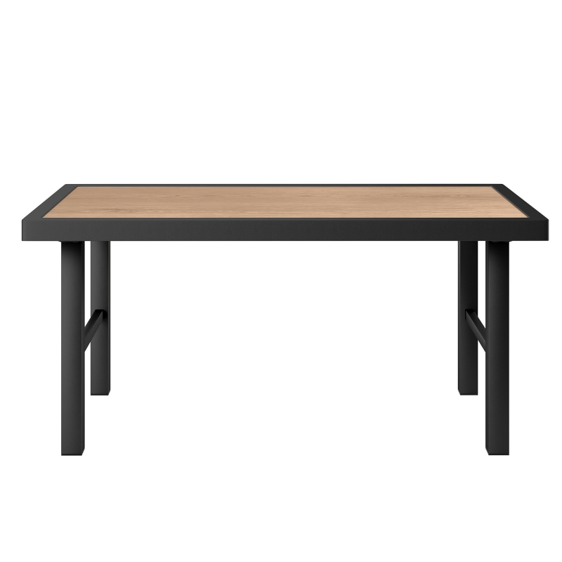 Outsunny Metal Garden Coffee Table, Outdoor Side Table with SPC Woodgrain Tabletop for Outside, Garden, Balcony, Porch, 100 x 53 x 46cm, Brown