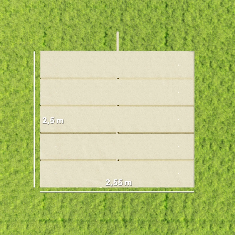 Outsunny Cubierta para Techo Retráctil de 2,5x2,55m para Pérgola 3x3 Tela de Repuesto con 10 Orificios de Drenaje Crema
