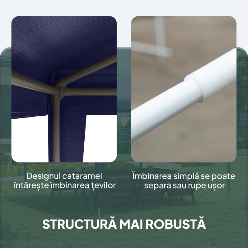 Outsunny Pavilion de Grădină 3x3 m Pliabil și Portabil cu Acoperire Anti-UV, Albastru