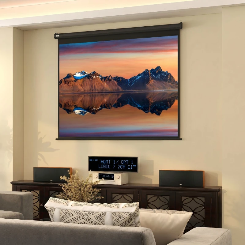 HOMCOM Ecran Proiecție 100" Reglabil cu Montare pe Tavan și Perete, Format 4:3, 203x152cm, Alb și Negru