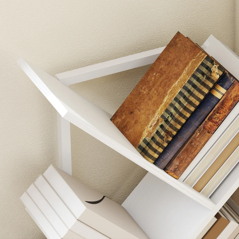 HOMCOM Bibliothèque Arbre à 7 Niveaux, Meuble de Rangement Industriel avec Cadre en Acier, 50x24x109cm, Blanc