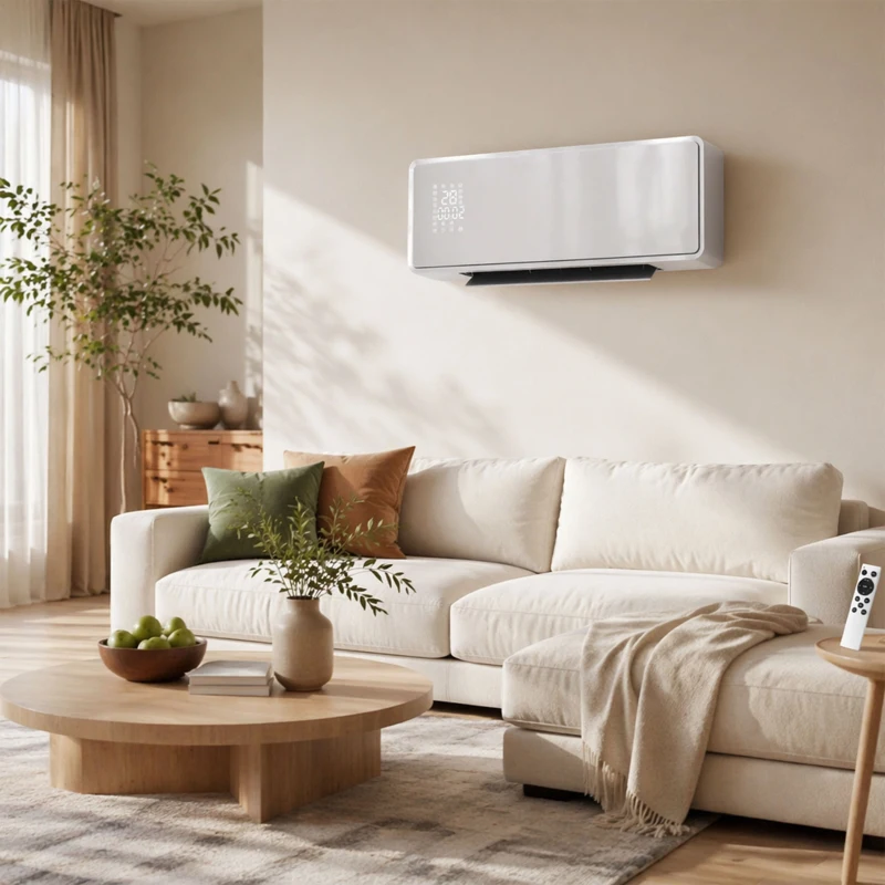 HOMCOM Chauffage mural en céramique 1000/2000W, radiateur électrique, ventilateur, thermostat, minuterie, 54x18,7x12,3cm, blanc