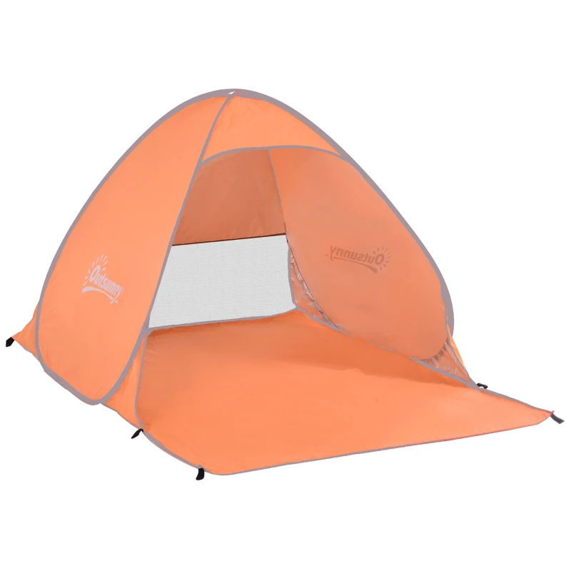 Outsunny Tienda de Playa para 2-3 Personas Pop-Up con Ventanas tipo Refugio  Protección Solar UV 200x150x119 cm Naranja