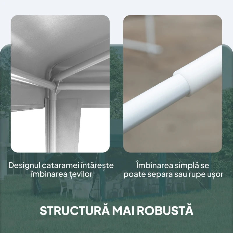 Pavilion Outsunny de Grădină 3x3 m Portabil cu Acoperire Anti UV, Alb