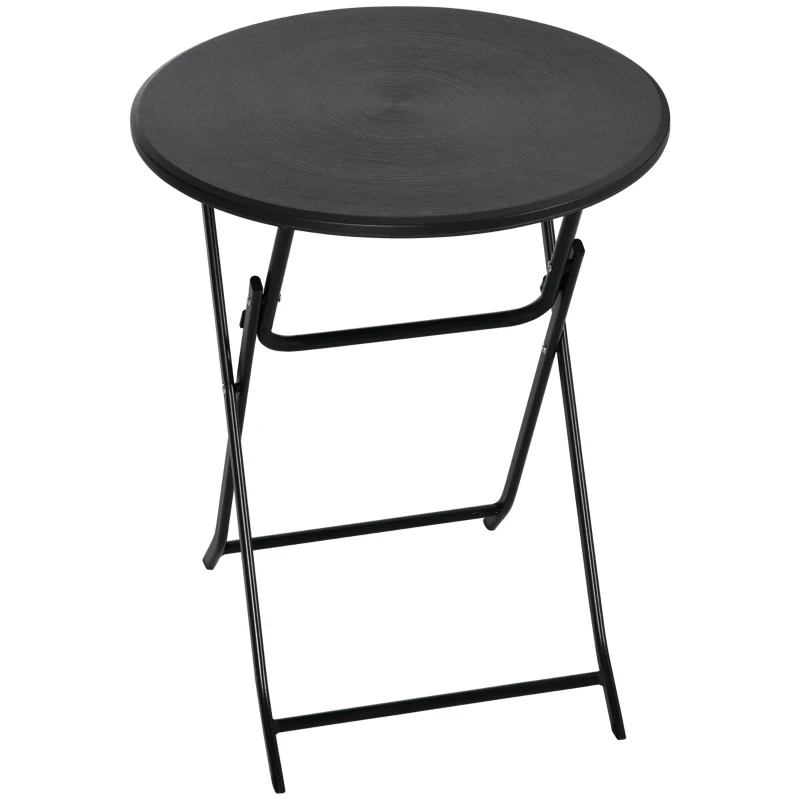 Outsunny Table basse extérieure pour 2 personnes, table de jardin ronde avec structure en acier, Ø 60 x 73H cm, gris foncé