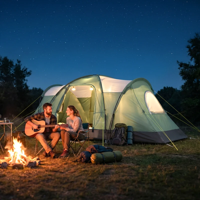 Outsunny Tienda de Acampada para 5-6 Personas Impermeable 3000mm+ con Bolsa de Transporte y Gancho 455x220x180 cm Verde